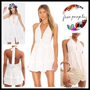 FREE PEOPLE BOHO V-NECK HALTER MINI DRESS A2C